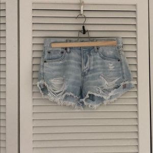Light wash denim shorts